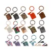 Party Favor Leopard Print Pu Leather Tassel Pendant Armband Ladies Keychain Wallet Mobiltelefon Bag Kortpaket Business Drop Deli Dhzax