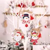 Christmas Decorations Diy Wooden Embellishments With String Decoration Santa Claus Wreath Bells Party Pendant Ornaments Drop Deliver Dhnxg