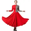 Stage Wear Asymmetrical Ballroom Dance Dress Modern Flamenco Waltz Standard Practice Competition Costume