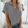 Blouses femininas camisas femininas e 2023 Summer Blouse Top Top Short Manga Casual Casual Turn-Down