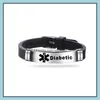 Autres bracelets ID d'alerte médicale SILE pour les hommes Femmes en acier inoxydable Gravable Bracelet Diabetes maladie grave Rappelle Dr Otv81