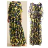 캐주얼 드레스 고품질 디자이너 영감을받은 여성 레몬 프린트 맥시 드레스 휴가 보헤미아 패션 롱 2023