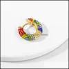 Hoop Huggie Summer Rainbow Colorf Pave Crystal Earrings Cooper Mini Earring For Women High Quality Party Classic Jewelry Drop Deliv Ot5Hx