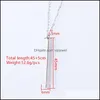 Pendant Necklaces Diy Den Engraved Bar Necklace For Women Mens Gold Plated Stainless Steel Grilfriend Gifts Personalized Jewelry Dro Ot1Yb