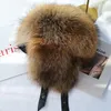 Berets 2023 Winter Men Raccoon Fur Hats Silver Caps Leifeng Leather Hatska Russian Bomber Hat Trapper Earflap Male Warm
