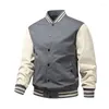 Jaquetas masculinas jaqueta de beisebol de algodão masculino o outono do outono s casual para cinza preto s-4xl