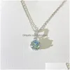 Pendentif Colliers Trendy 1Ct 6.5mm Bleu Vert Couleur Vvs1 Moissanite Collier pour femmes 925 Sterling Sier Gra Diamant Plaqué Blanc Dr Dhua6