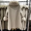 Women's Down 2023 Top Fashion Double-sided Real Fur Cloak Coats Luxury Solid Color Natural Coat Windbreaker