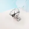 925 Sterling Silver Pet Dog Bone Bone Bene Pärla Passar Europeiska smycken Pandora Style Charm Jarmets