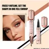 Eyeliner Queens Scepter Gold Rose Liquid Pen Jet Black Eye Liner Waterproof Sweatproof Hold 24 timmar Långt sista snabba torr Yanqina Wholesale Dhnlt