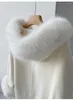 Women's Fur Korean And Japan Style Fall Winter Fluffy Genuine Wool Cashmere Plus Size Coats Single-breasted Overcoat Hood Cuffs