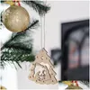 Décorations De Noël Arbre En Bois Ensemble Traditionnel Nativité Embellissements Souvenir Avec Des Cordes Diy Artisanat Décor Pour Tchristmas Drop Dhf5A