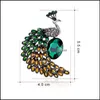 Stift broscher mode rhinestone peacock f￥gel kvinnor sk￶nhet djur br￶llop party kontor brosch stift g￥vor sl￤pp leverans smycken otlz8
