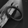 Bangle Simple Classic Black Braided Leather Bracelet для мужчин повседневное отдых ежедневно