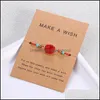 Charm Bracelets Handmade Druzy Resin Stone Bracelet Make A Wish Card Wax Rope Braided Bangles With Rice Bead For Women Girls Summer Otyi7
