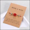 Urok Bracelets ręcznie robiony Druzy Druzy Stone Bransoletka Make a Wish Card woskową linę pleciona bransoletki z ryżem koralikiem dla kobiet dziewczyny Summer Otyi7