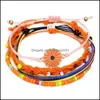 Charm Bracelets Sunflower String Handmade Braided Rope Bead Bangle Charms Boho Daisy Bracelet For Teen Girls Women Q565Fz Drop Deliv Dhix2