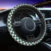 Steering Wheel Covers Cotton Candy Pink And Cadmium Green Checkerboard Cover Plaid Protector Universal Car Accessories