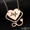 Pendant Necklaces Fashion Medical Stethoscope Necklace Stainless Steel I Love You Heart Jewelry For Nurse Doctor Gift Drop Delivery P Otnzb