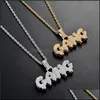 Pendant Necklaces Mens Iced Out Gang Bling Cz Bubble Letter Gold Sier Twisted Rope Chain For Women Hip Hop Jewelry Gift Drop Deliver Otnxa