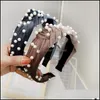 Stirnbänder Mode Mädchen Stirnband Handgemachte Glänzende Perlen Strass Ornament Haarband Frauen Mittleren Knoten Turban Haar Zubehör Drop Otw8P