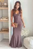 Casual Dresses Nowsaa 2023 Women Spring Summer Elegant Deep V Neck Evening Blue High Waist Backless Maxi Dress Wedding Sexy Party Vestidos