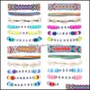 Charm Bracelets Colorf Cotton Rope Bracelet With Letter Bead Bangle Set Girl Handmade Braid Summer Beach Accessories Q583Fz Drop Del Dhgip