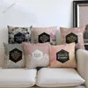 Pillow /Decorative Romantic Letter Print Geometric Colorful Cubes Decorative Cover Nordic Concise Pink Golden Stripe Sofa Cha