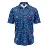 Męskie koszule 2023 Męska odzież moda moda drukowana koszulka jednokalowa kardigan z krótkim rękawem mężczyźni