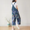 Women's Jumpsuits & Rompers Women Thin Printed Holes Wide Leg Vintage Jumpsuit Pants Ladies Print Loose Patchwork Ripped Overalls Female 202