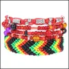 Charm armband bohemisk tråd liten pärla handgjorda mticolor sträng sladd vävd flätad anklet vänskap armband kvinnor q573fz drop dh6pi