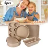 Bakeware Tools 5PCS Cake Mould Baking Set Golden Carbon Steel Plate Pizza Biscuits Mold Kitchen For Oven Household