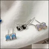 Ear Cuff 100 925 Sterling Sier Earrings For Women Simple Mini Round Cz Zircon Opal Stud Earring Wedding Engagement Gifts 477C3 Drop Dh5Ls