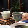 Tassen Untertassen Chinesische Teetasse 4er-Set Haushalt Keramik Teezubehör Kleines handbemaltes Teegeschirr Geschenkbox Verpackung für Freunde