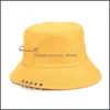 Stingy Brim Hats Fashion Street Solid Color Железные кольца кольца ведро шляпа шапка хлопковые рыбаки для унисекс женщины мужчины Dro Otv2s