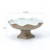 Plates Nordic Ceramic Storage Tray Handmade Lotus Leaf Lace High Feet Living Room Desktop Fruit Dish Western Restaurant Dessert Dishes