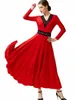 Stage Wear 2023 V Hals Lace Waltz Dress Rumba Standard Smooth Dance Dresses Ballroom Competition Wine Red