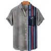 Camisas casuais masculas camisas vintage para homens havaí americanos nº 1 camisa de carro de corrida masculino 3d tampa de tampa curta de manga curta Blouses de tamanho grande roupa de masculino 230114