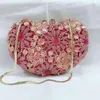 Bolsas noturnas Xiyuan Mulheres elegantes Fuchsia Crystal Clutch Bolsa Bolsa de Flores para Bolsa de Strassm de Casamento de Noiva Embreagens