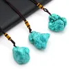 Pendant Necklaces Fashion Natural Stone Irregular Turquoises Necklace Charms Boho Rope Chain For Women Men Jewelry Accessories