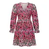 Casual Dresses For Women Sexy V Neck Leopard Print A Line Skirt Dress Long Sleeve Party Robe Vestido De Mujer