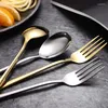 Dinnerware Sets 304 Stainless Steel Tableware Spoon Korean Long Handle Portable Fork Table