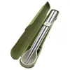 Учебные посуды наборы 3PCS/SET Portable Dailware Travel Travel Spoon Spoon Spoon Spoon с хранением