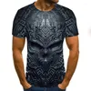 Męskie koszule 2023 Koszula okrągła Trendy Streetwear Horror Skull 3D T-shirt Summer Casual Top Fashion Anime