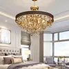 Pendant Lamps Atmospheric Living Room Stainless Steel Light Luxury Simple Bedroom Round Crystal Chandelier Study Modern LampsPendant