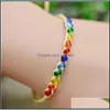 Charm Armbänder Mode Geflochtene Rainbrow 12 Perlen Raphia Schmuck Freundschaft Liebe Glück Glück Gras Kristall Frauen 586 Q2 Drop Lieferung Dhqea