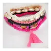 Beaded Europe Fashion Jewelry Womens Bracelet Layers Colorf Plastic Charms Tassels Elastic Bracelets Drop Delivery Dhe9S