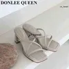 Tofflor mode ormmönster sandal tofflor kvinnor hög häl flip flops glid på bilder smala bandskor sommar eleganta sandalias mujer 0120v23