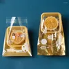 Gift Wrap 100pcs Square Moon Cake Trays Mooncake Packaging Bag With Cover Food Container Holder Gold Plastic For Cookie Egg Tart