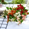 Decorative Flowers & Wreaths European Mini Rose Long Branch Artificial For Home Garden Decoration Silk Fake Flores ArtificialesDecorative